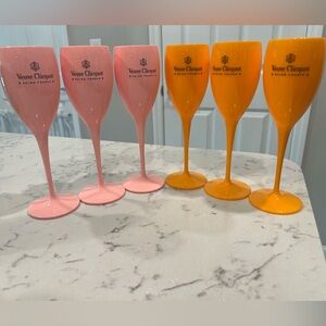 Veuve Clicquot Pink and Orange Champagne Flutes